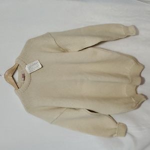 NWT Irish Homecraft Kenny 100% Naturally Oiled Wool Cream Sweater Size XL